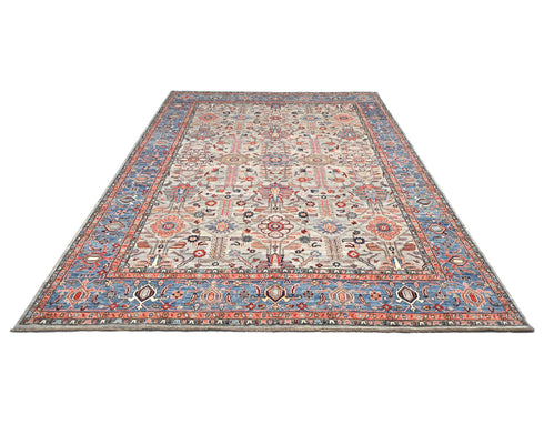 9x12 Gray Blue Aryana Afghan Hand Knotted Veg Dye Wool Area Rug